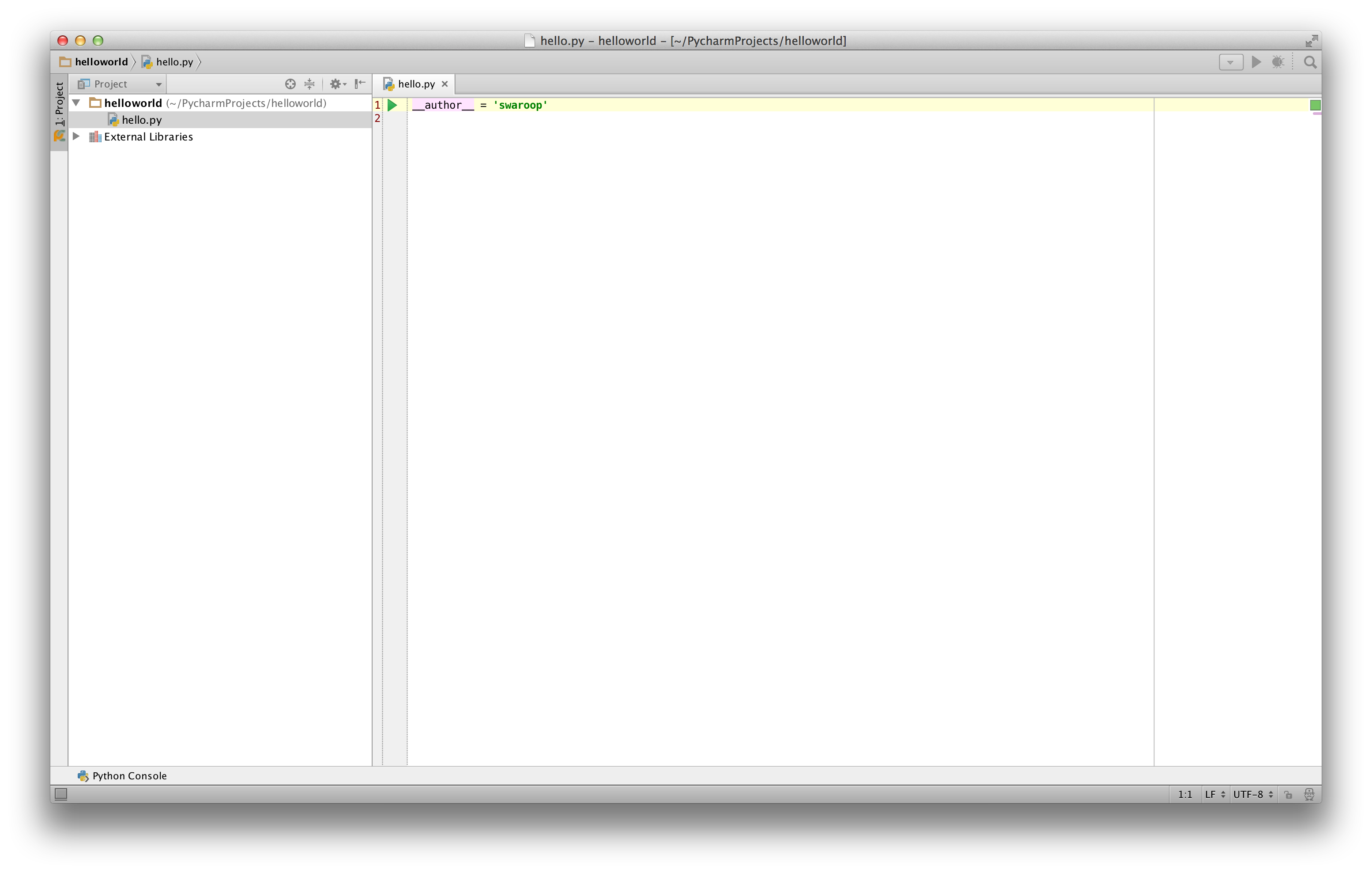 PyCharm hello.py 文件