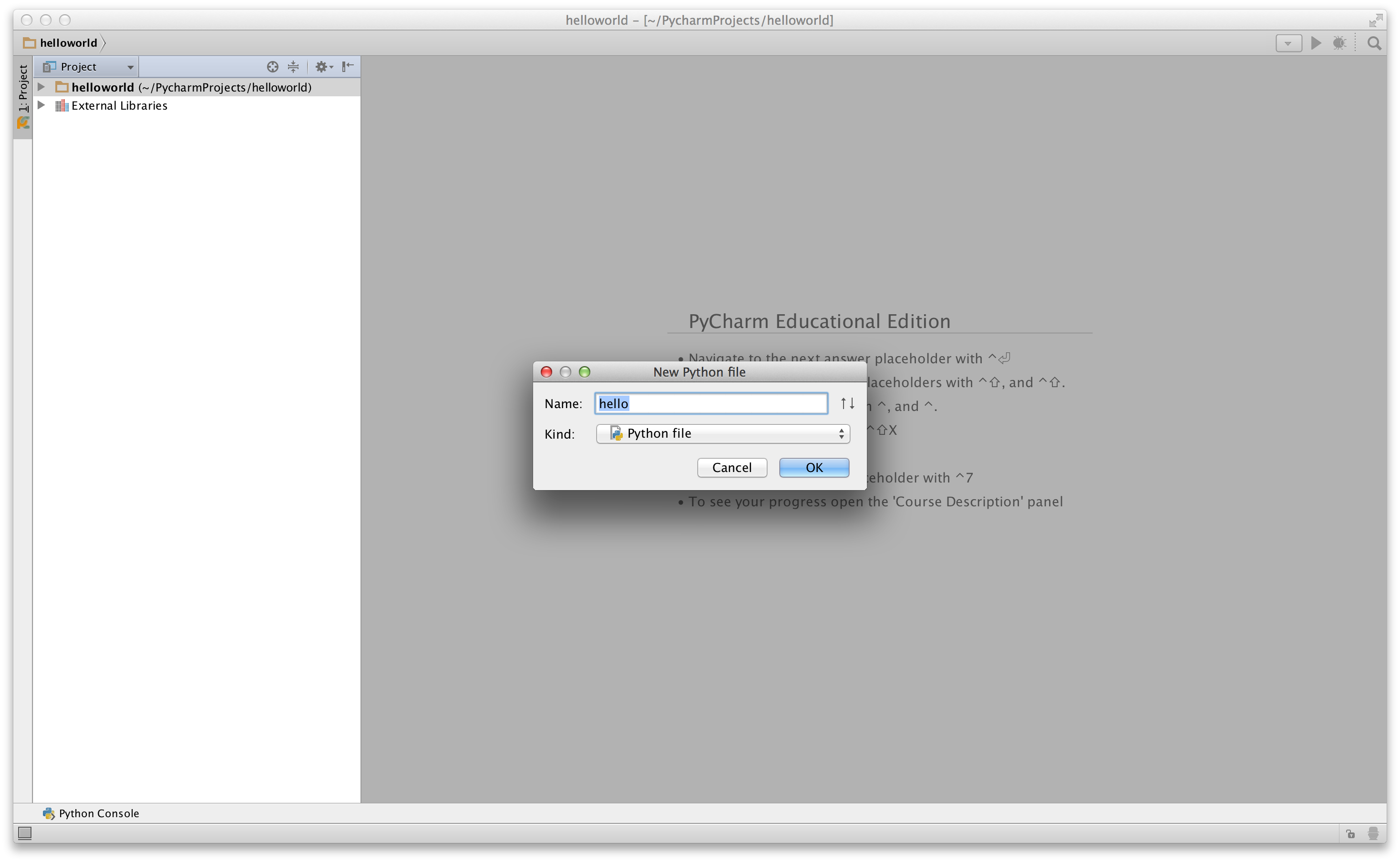 PyCharm 新建文件对话框